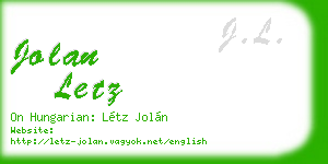 jolan letz business card